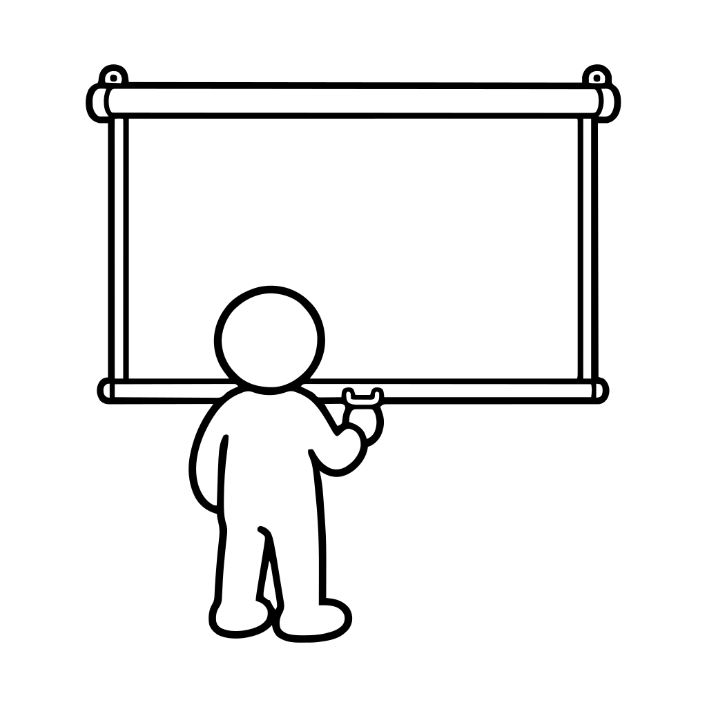 スクリーンを引き下ろすのイラスト（丸みのあるデフォルメ）