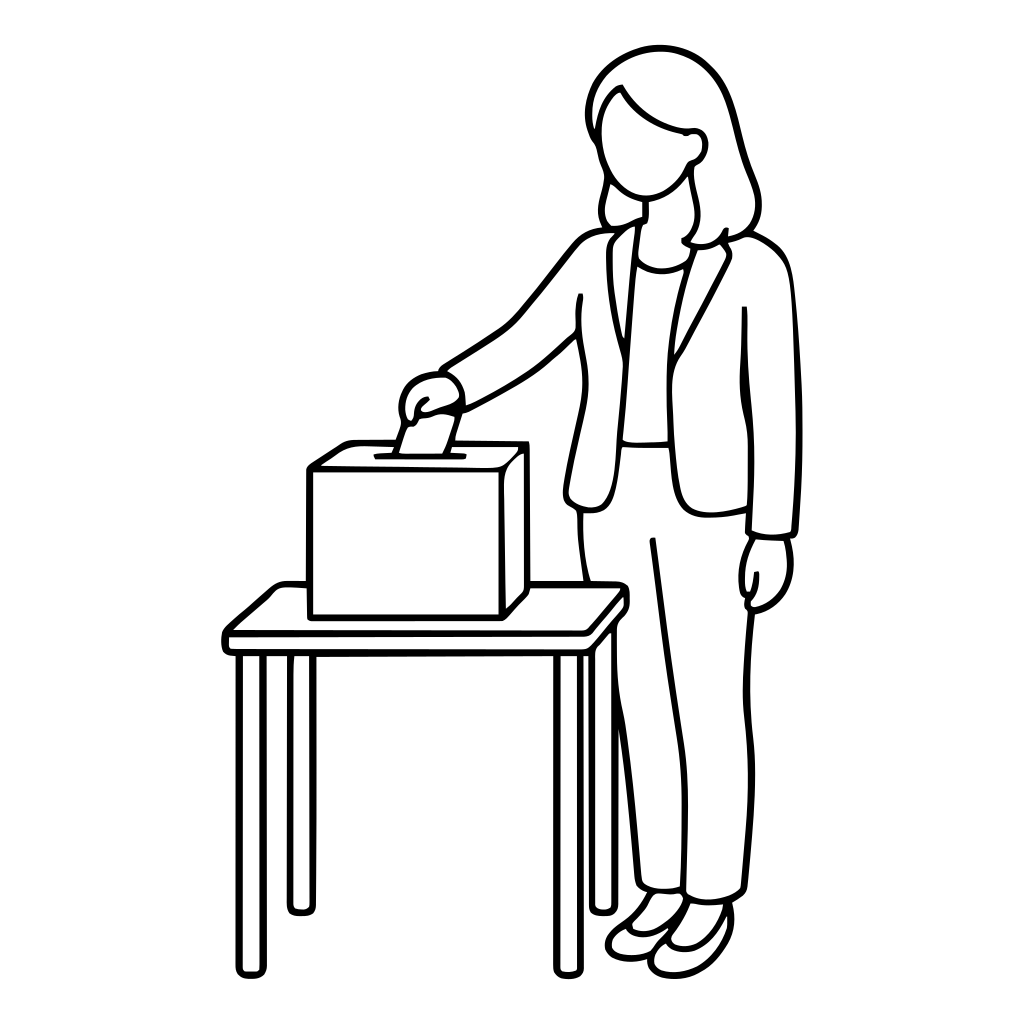 投票用紙を箱に入れるのイラスト（シンプル）