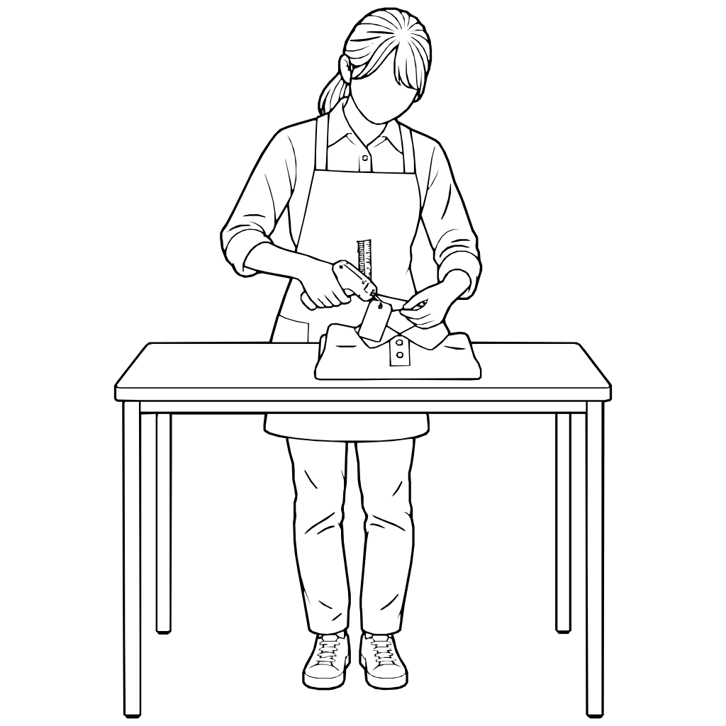 商品に値札を付けるのイラスト（線画）