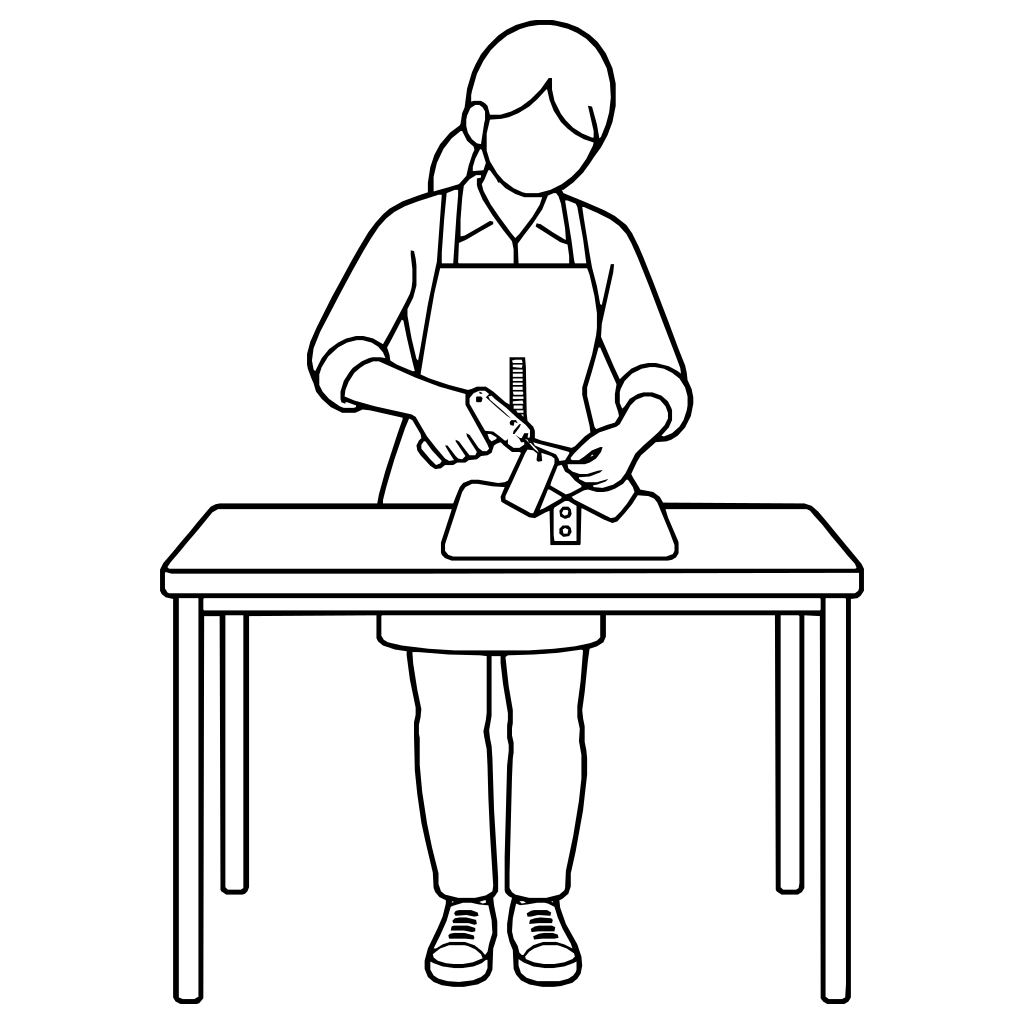 商品に値札を付けるのイラスト（シンプル）