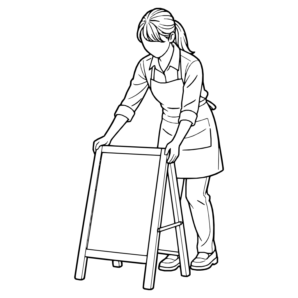 Placing a shop sign illustration (Line style)