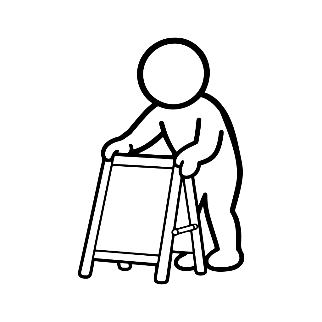 店頭の看板を出すのイラスト（丸みのあるデフォルメ）