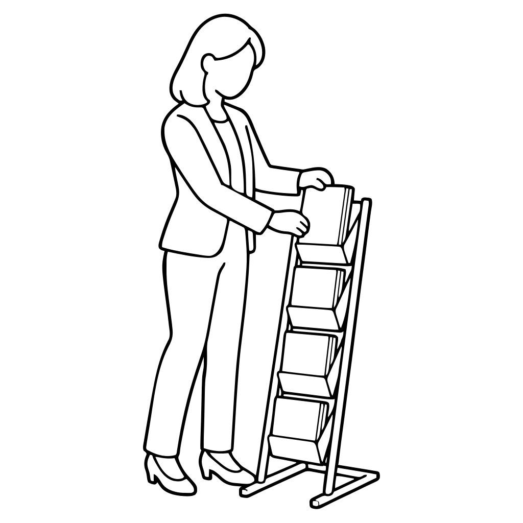 Refilling a brochure rack illustration (Simple style)