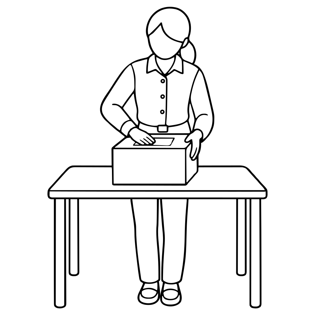 箱に送り状を貼るのイラスト（シンプル）