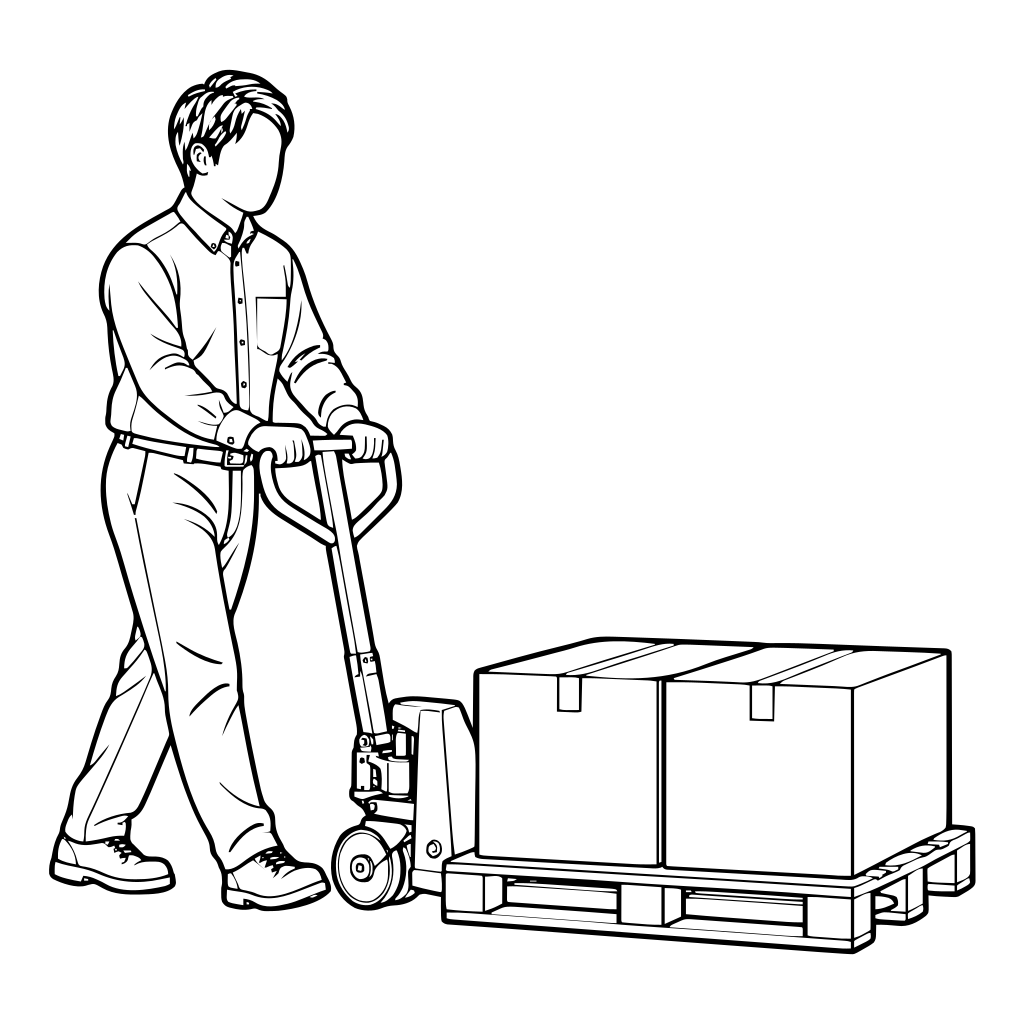 ハンドリフトを操作するのイラスト（線画）