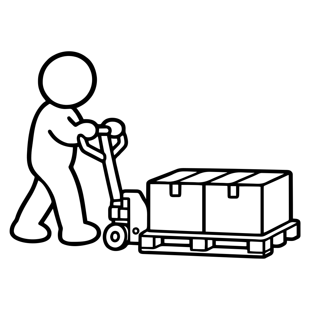 ハンドリフトを操作するのイラスト（丸みのあるデフォルメ）