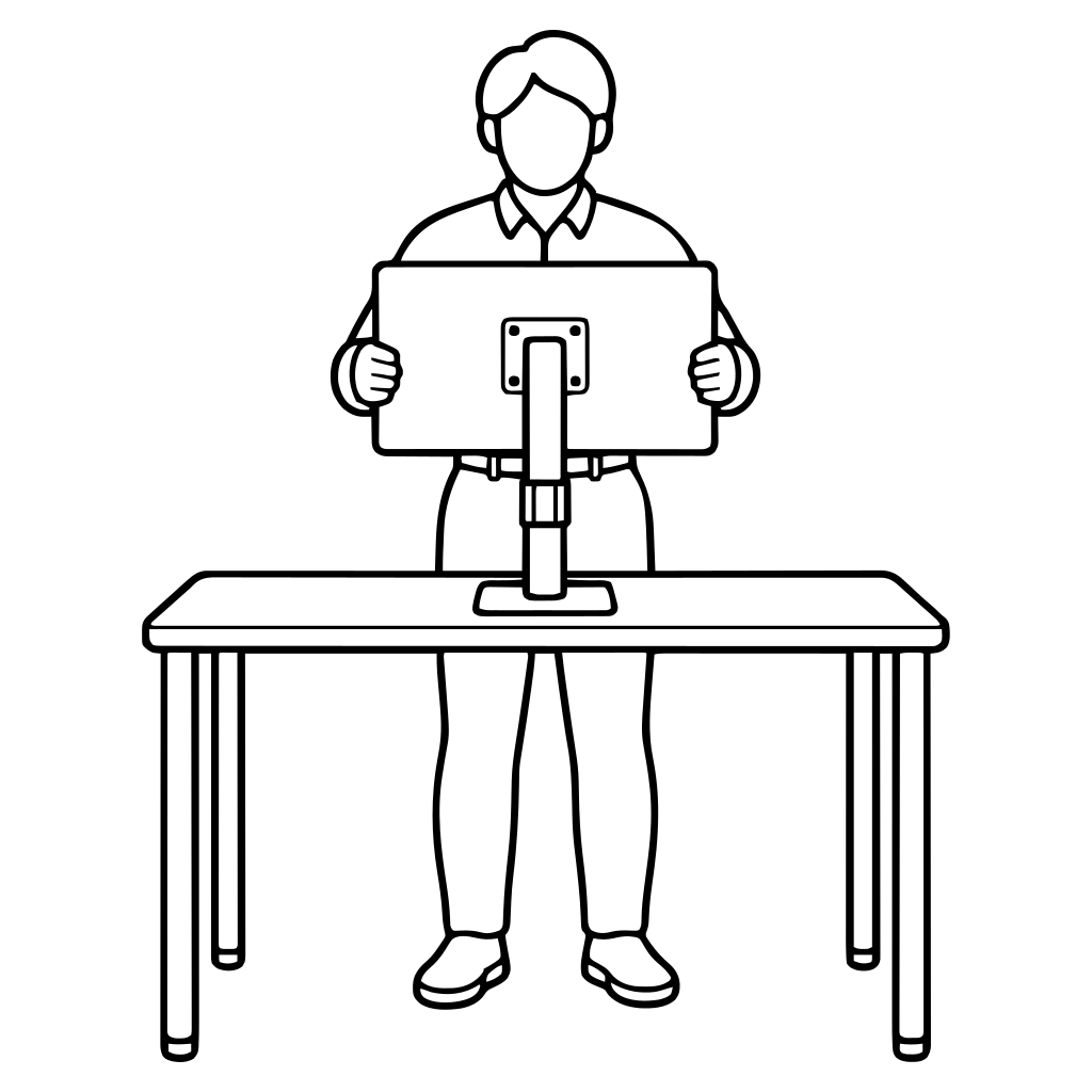 Adjusting monitor height illustration (Simple style)