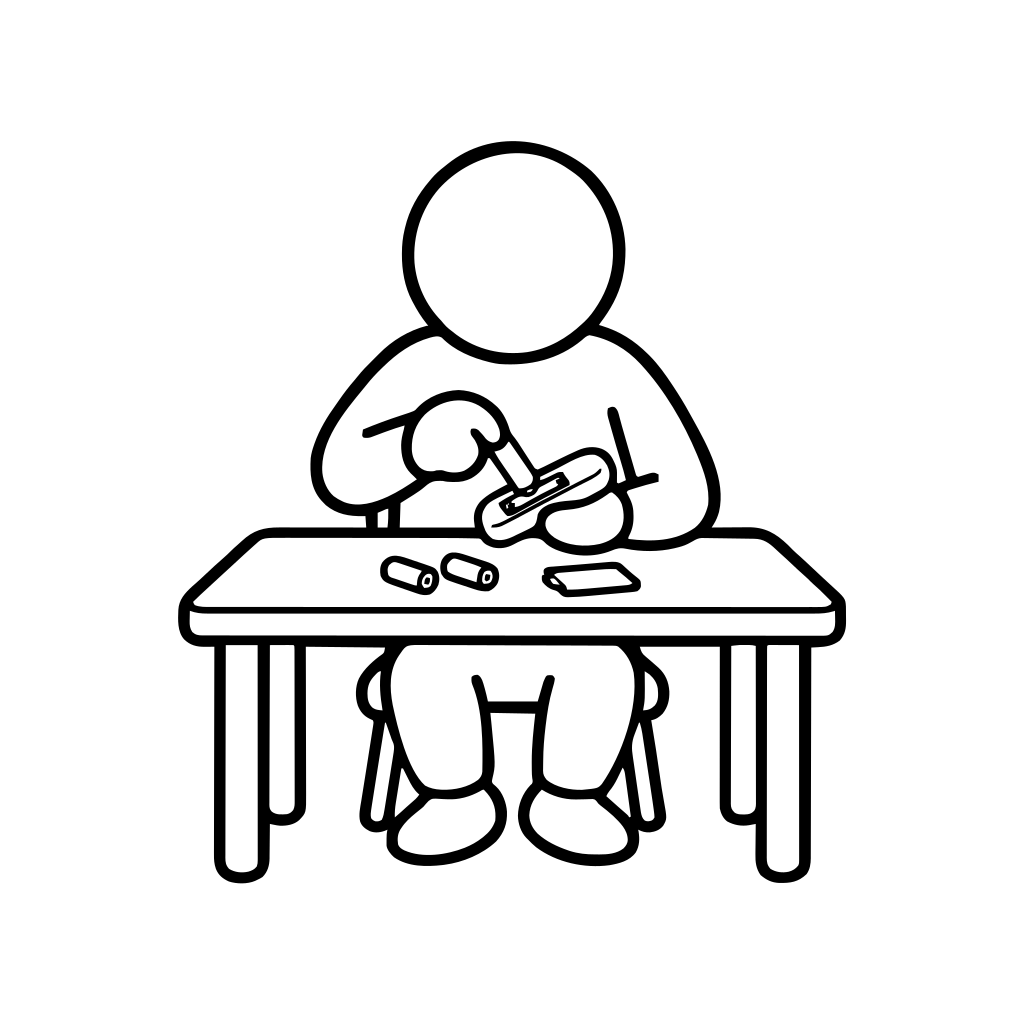機器の電池を交換するのイラスト（丸みのあるデフォルメ）