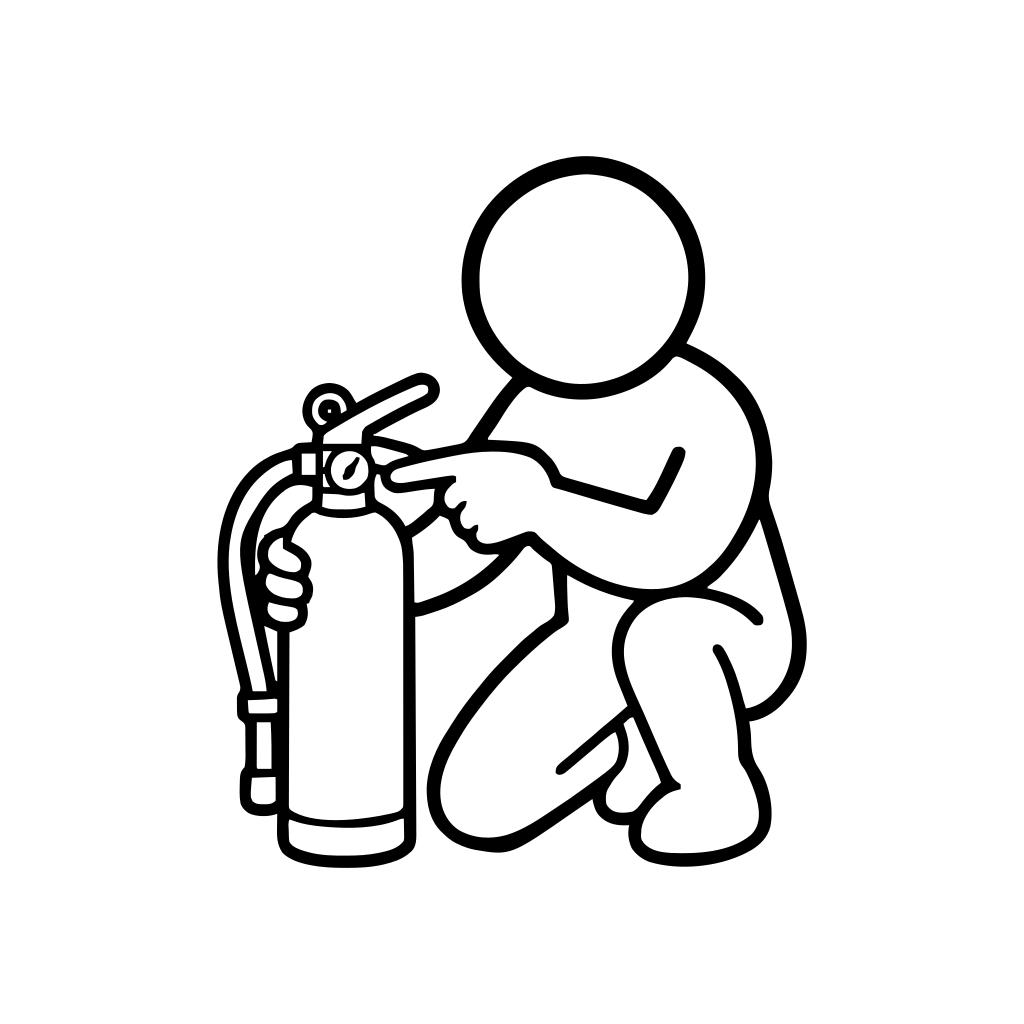 消火器を点検するのイラスト（丸みのあるデフォルメ）