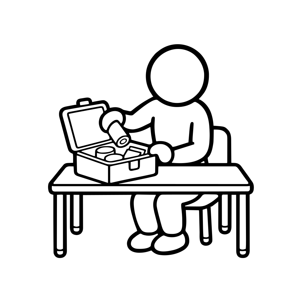 Taking a bandage from a first aid box illustration (Rounded style)
