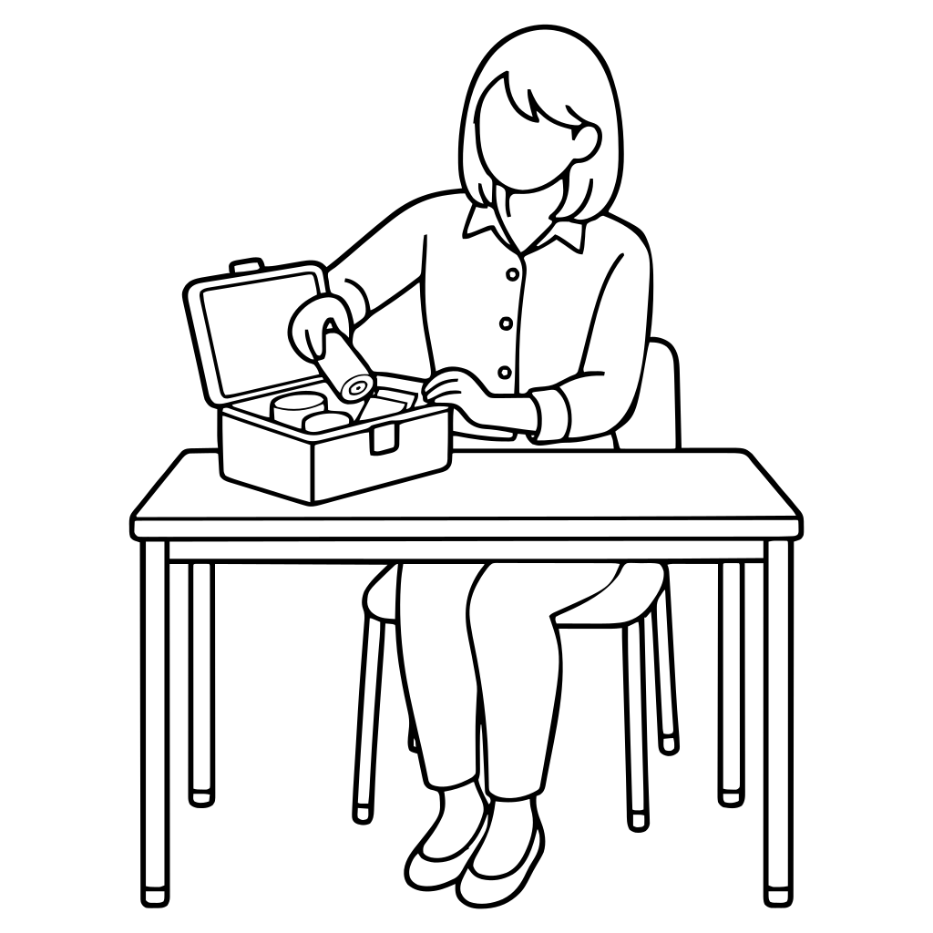 Taking a bandage from a first aid box illustration (Simple style)