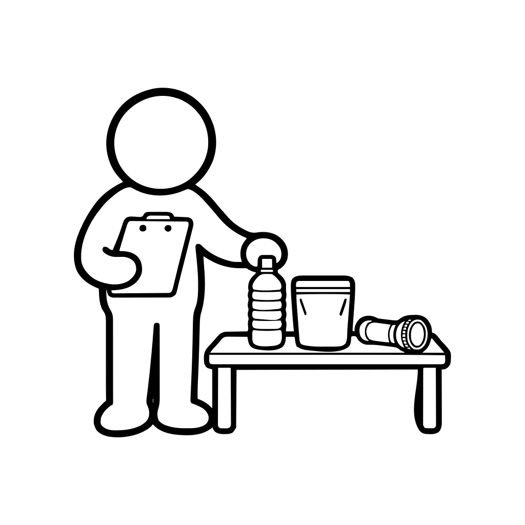防災備蓄を確認するのイラスト（丸みのあるデフォルメ）