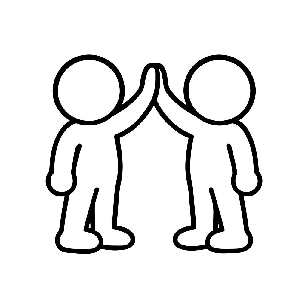 ハイタッチする2人のイラスト（丸みのあるデフォルメ）