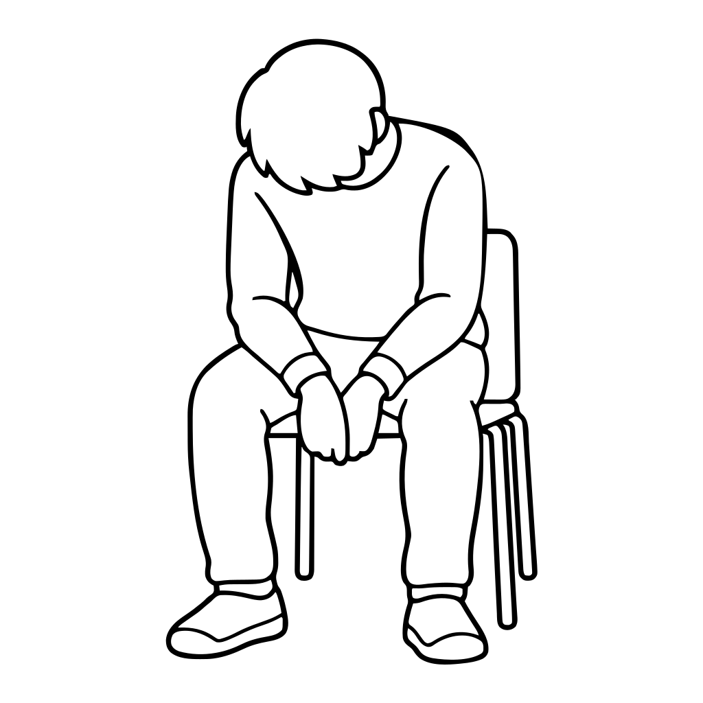 肩を落として座る人のイラスト（シンプル）