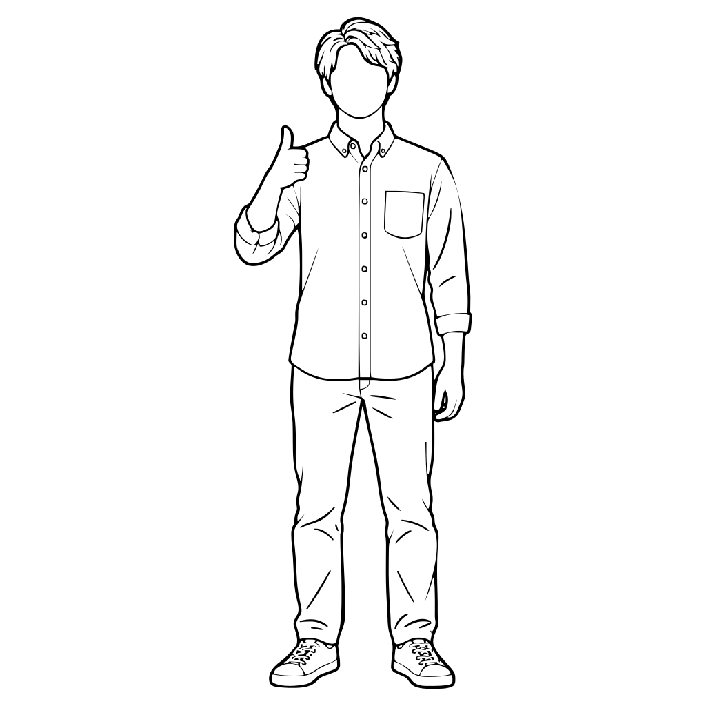 サムズアップする人のイラスト（線画）