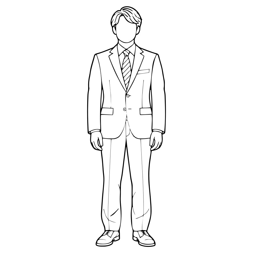 自然に立つビジネスパーソンのイラスト（線画）