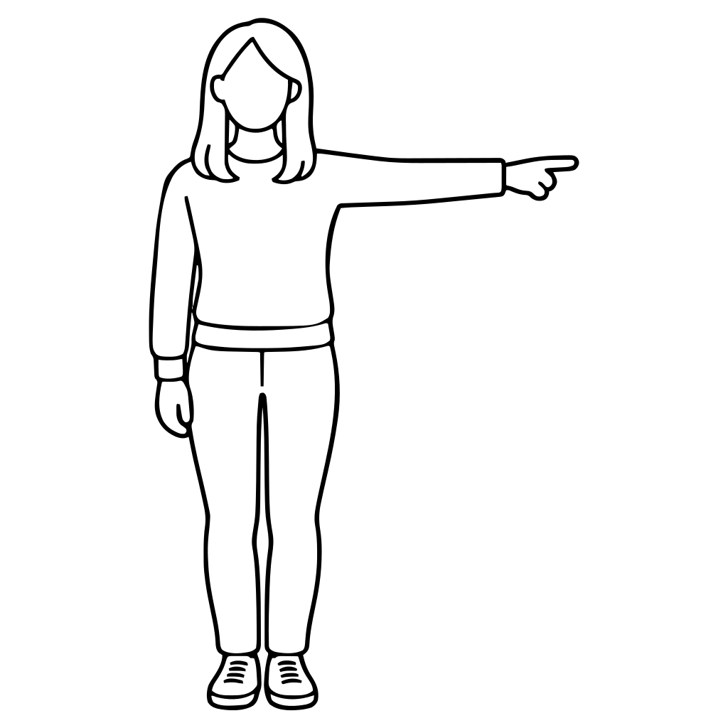 空いた方向を指さす人のイラスト（シンプル）
