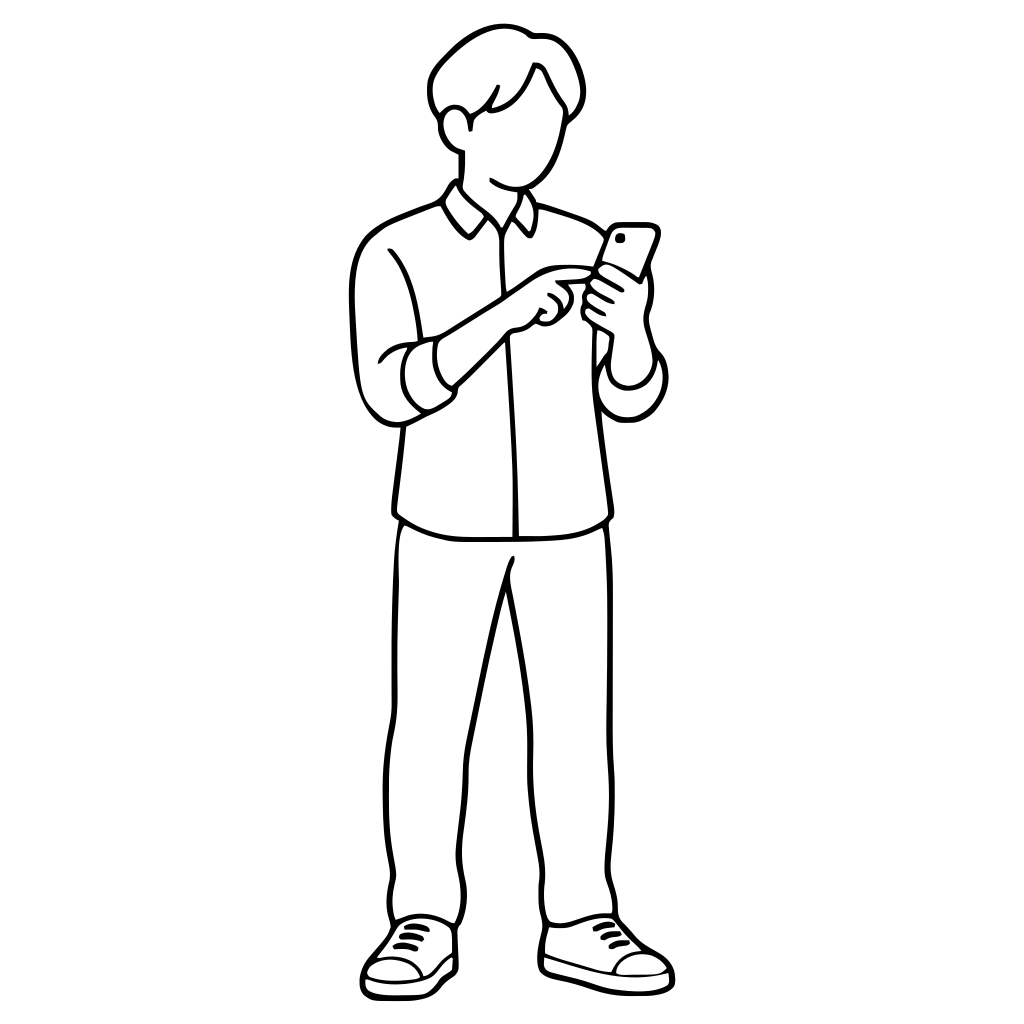 スマートフォンを操作する人のイラスト（シンプル）