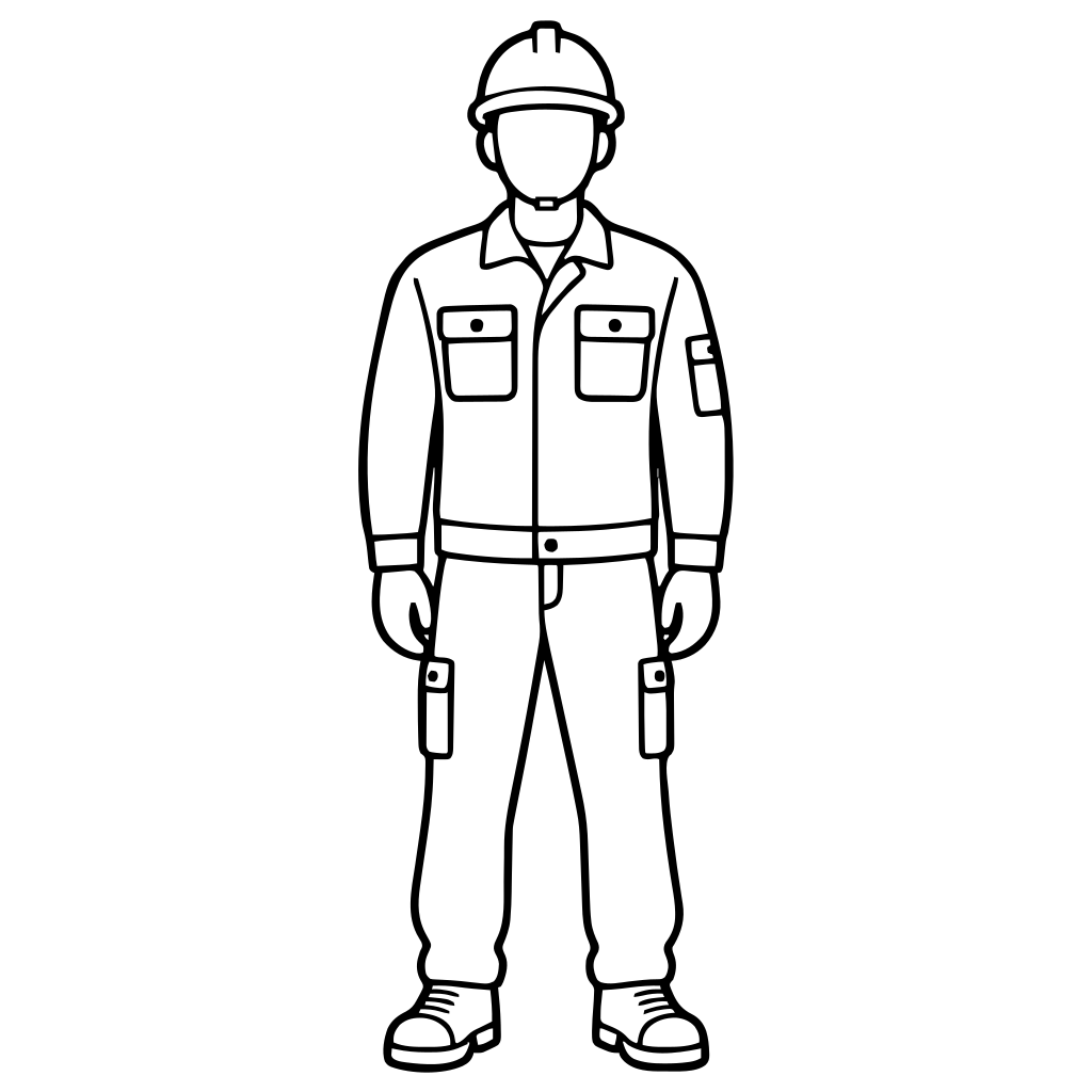 ヘルメットと作業服の作業員のイラスト（シンプル）