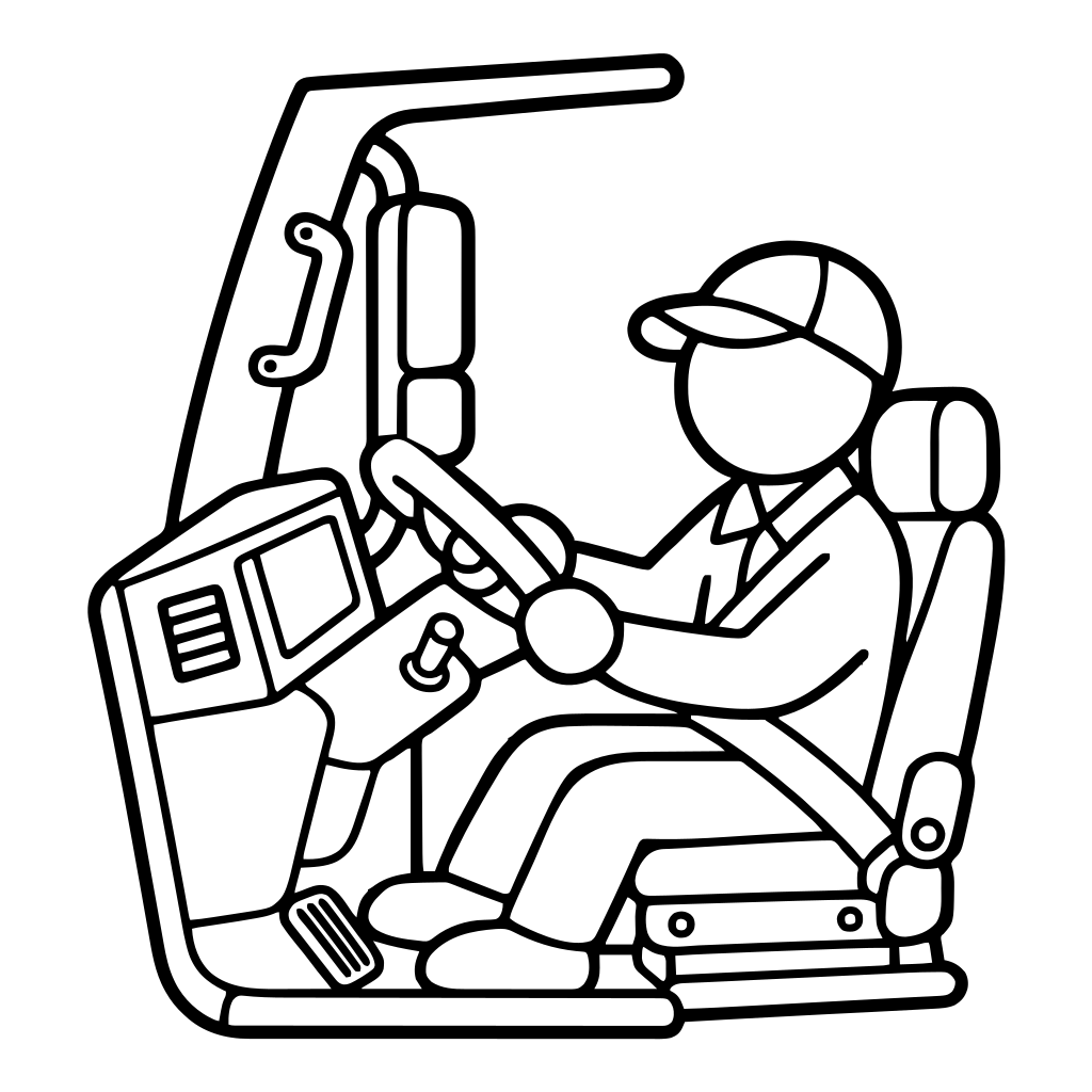 トラックを運転する人のイラスト（丸みのあるデフォルメ）