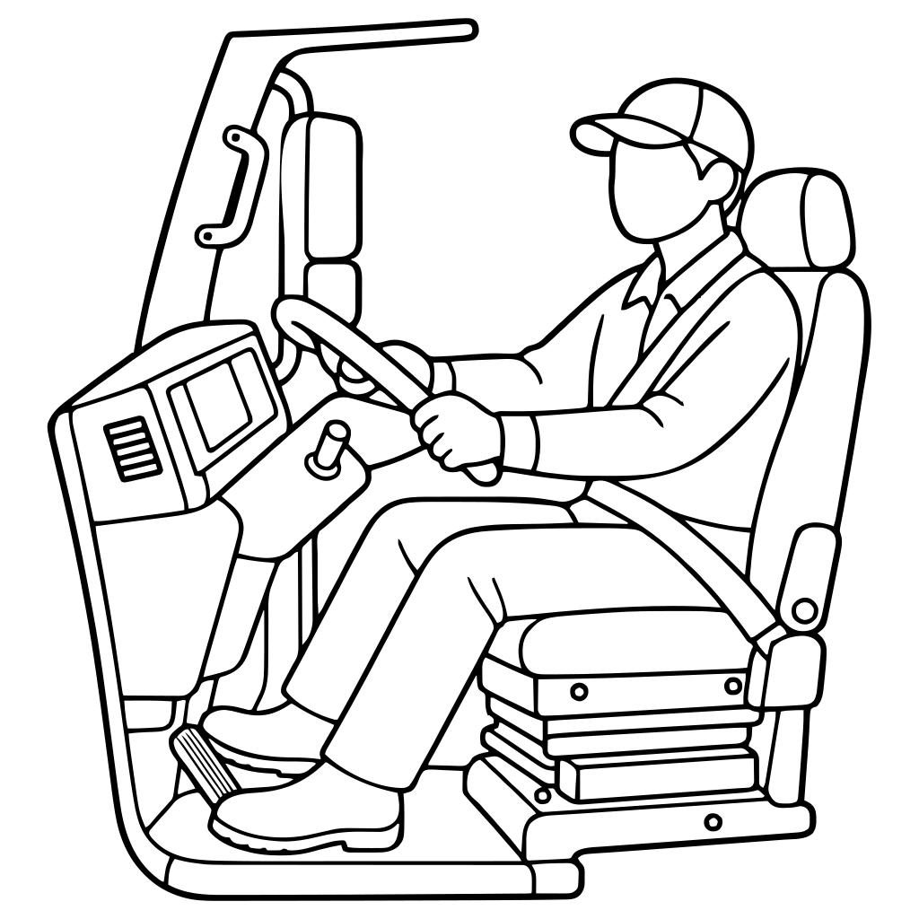 トラックを運転する人のイラスト（シンプル）