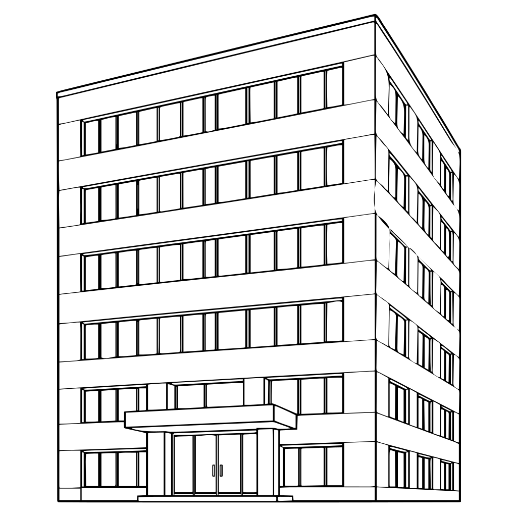 会社のオフィスビルのイラスト（線画）