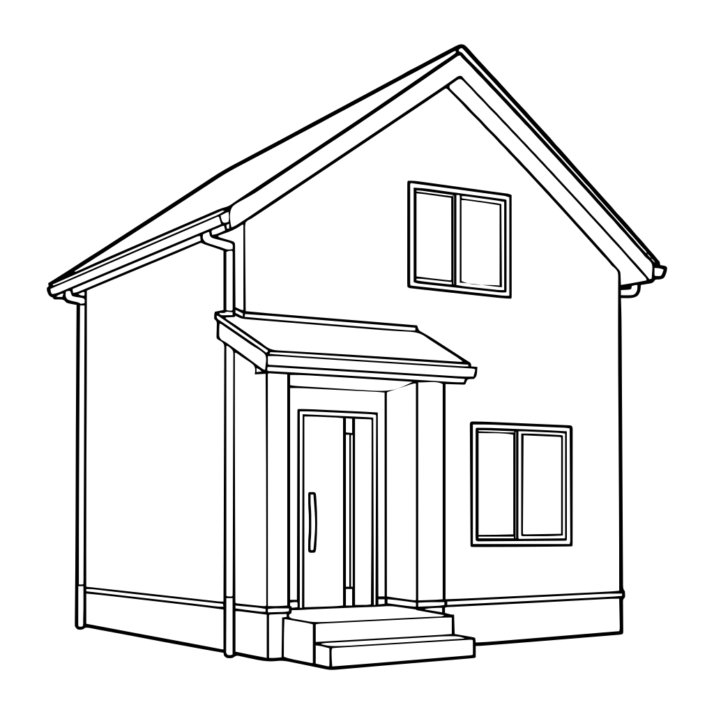 戸建て住宅のイラスト（線画）