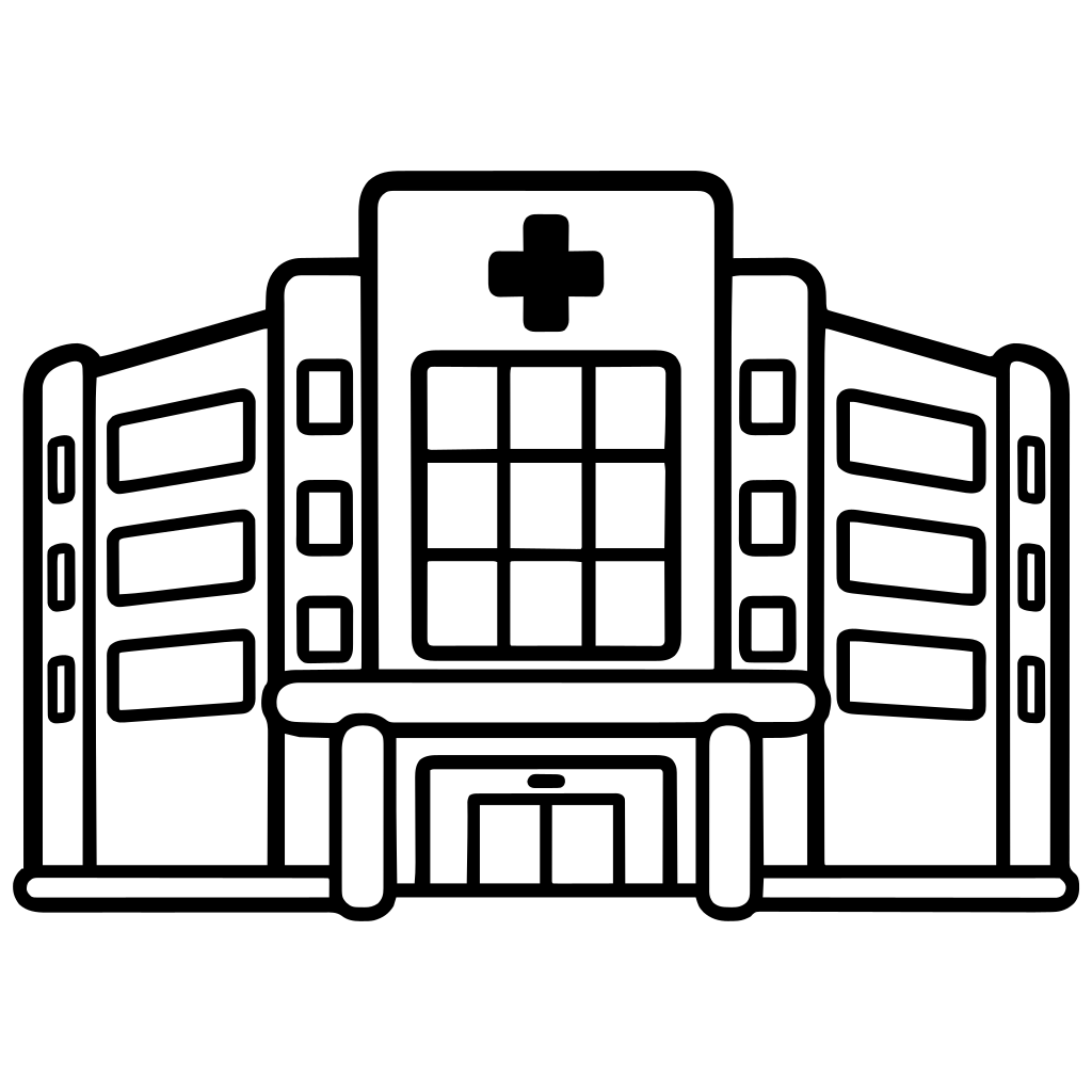 病院の建物のイラスト（丸みのあるデフォルメ）