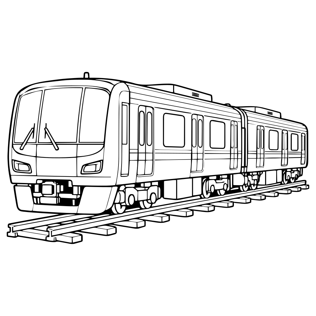 電車のイラスト（線画）