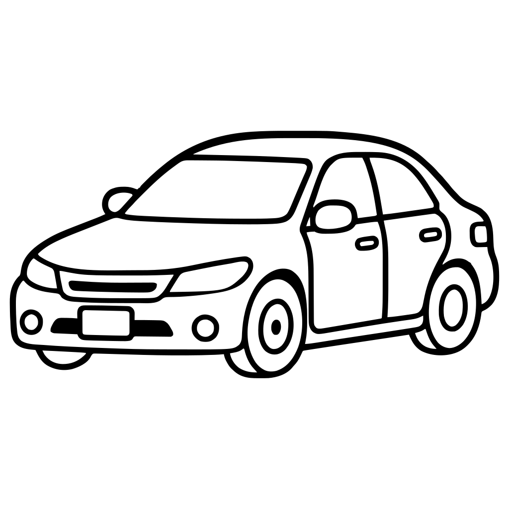 乗用車のイラスト（丸みのあるデフォルメ）