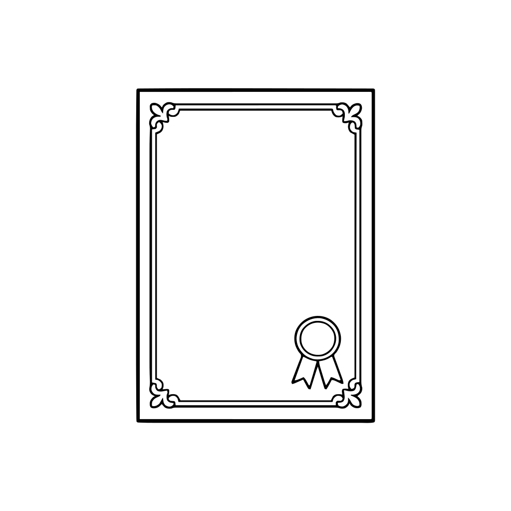 証書・賞状のイラスト（線画）