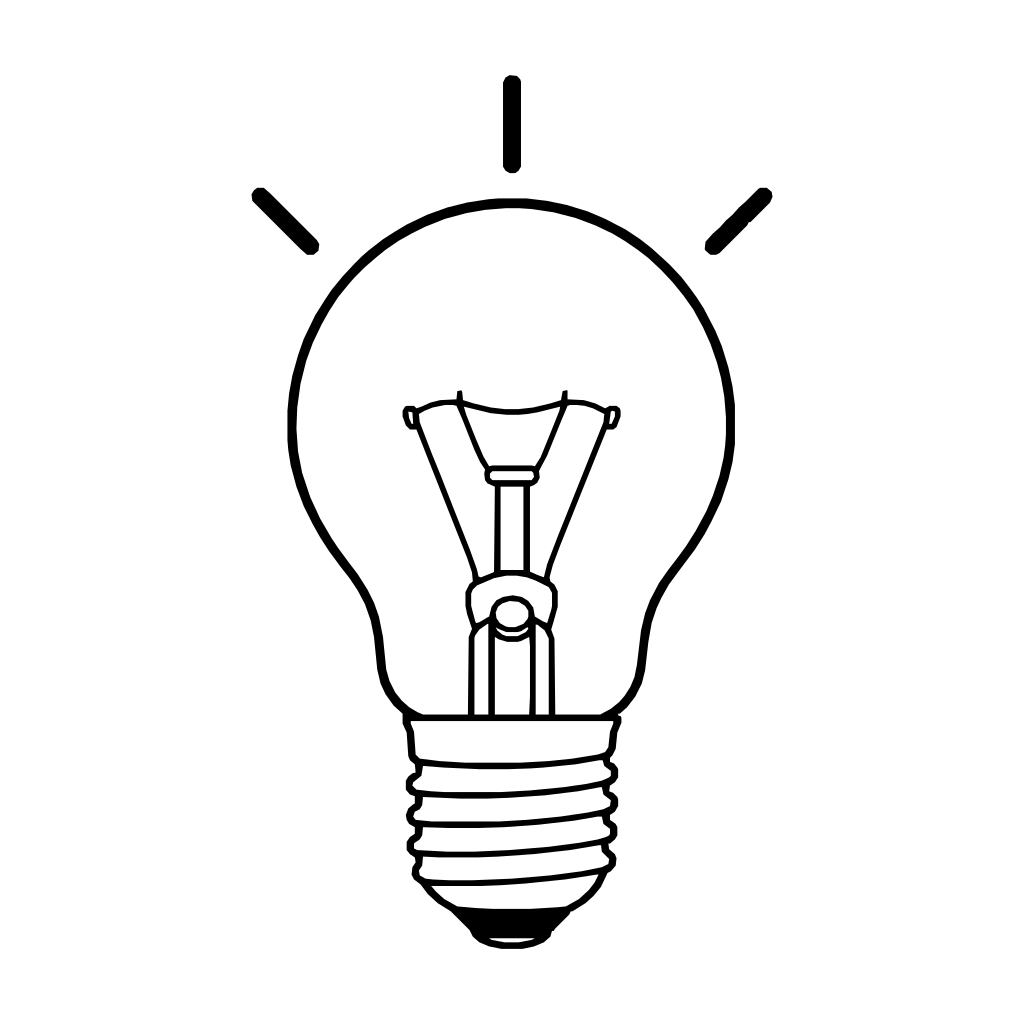 電球の記号のイラスト（線画）