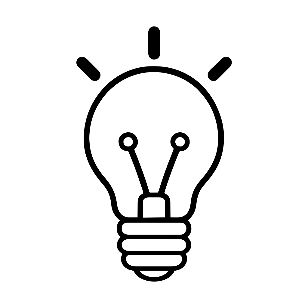 電球の記号のイラスト（丸みのあるデフォルメ）