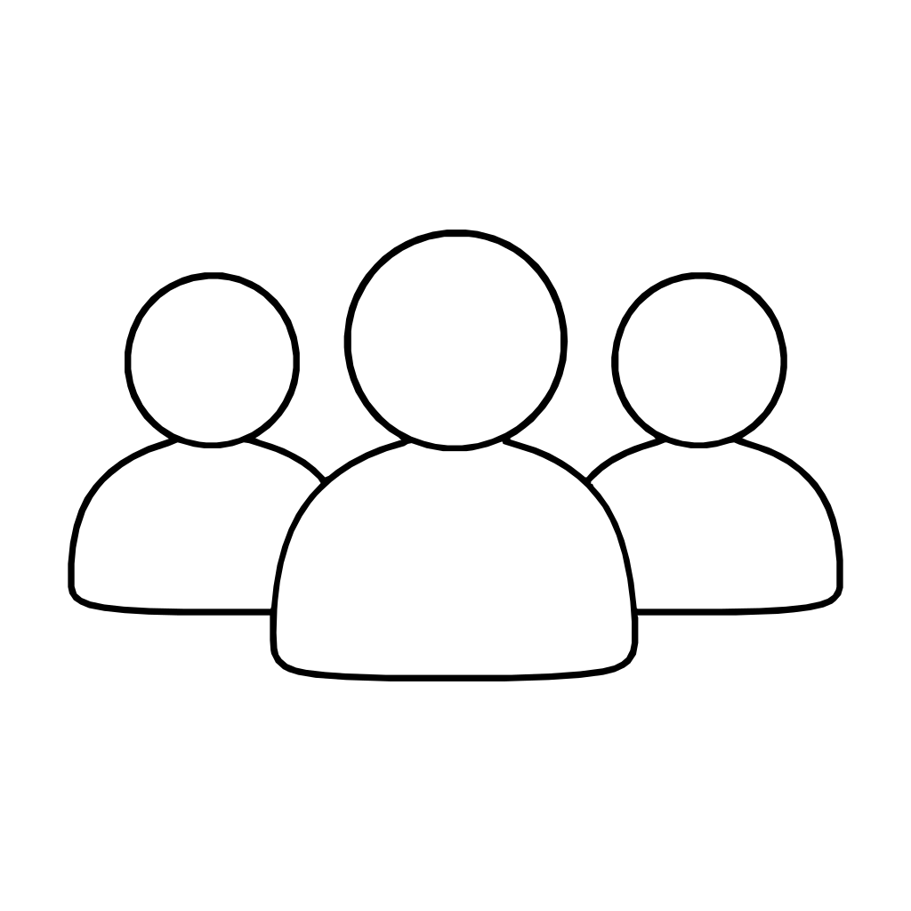3人の人物ピクトグラムのイラスト（線画）