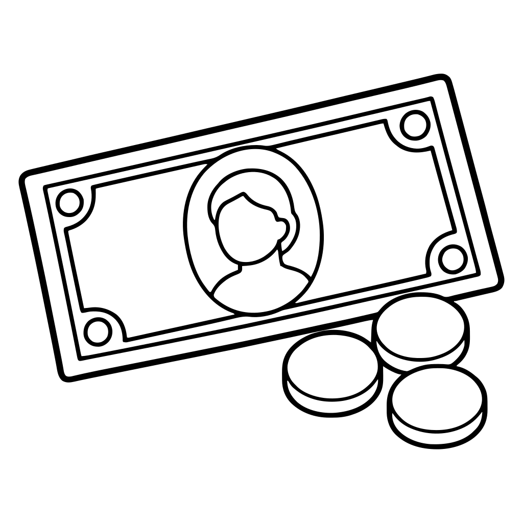 硬貨と紙幣の記号のイラスト（シンプル）