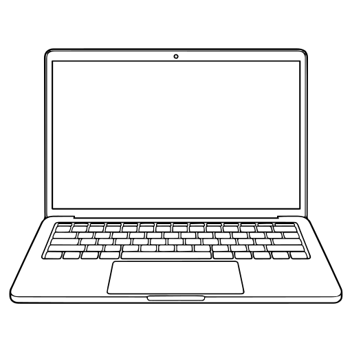 ノートパソコンのイラスト（線画）