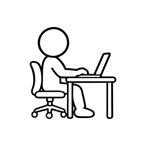 ノートPCに入力する人のイラスト（丸みのあるデフォルメ）
