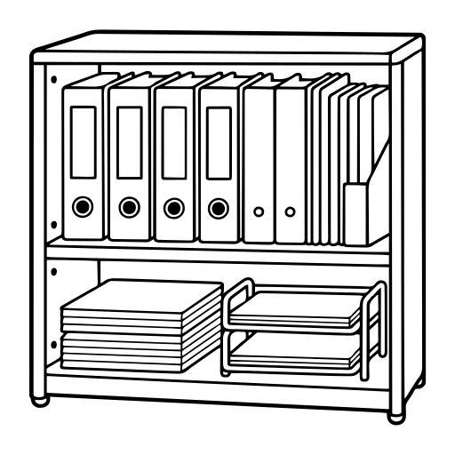 オープン書類棚のイラスト（シンプル）