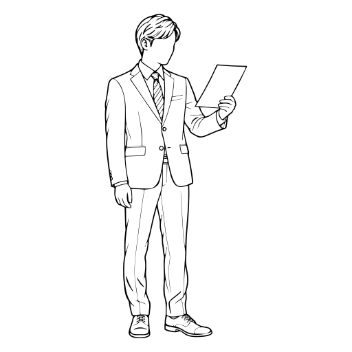 書類を読む人のイラスト（線画）