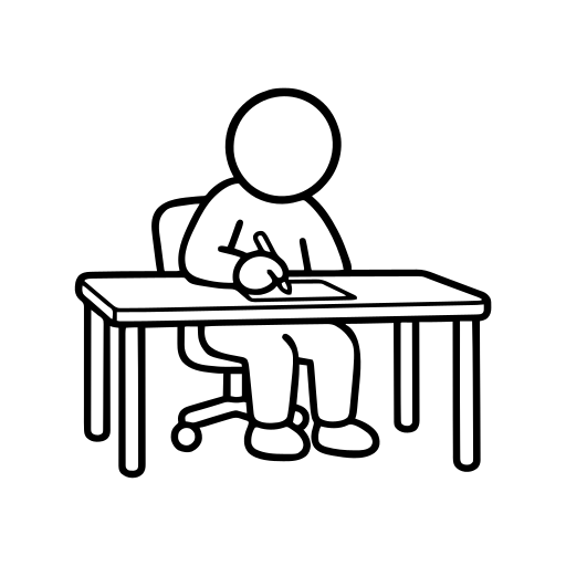 書類に記入する人のイラスト（丸みのあるデフォルメ）