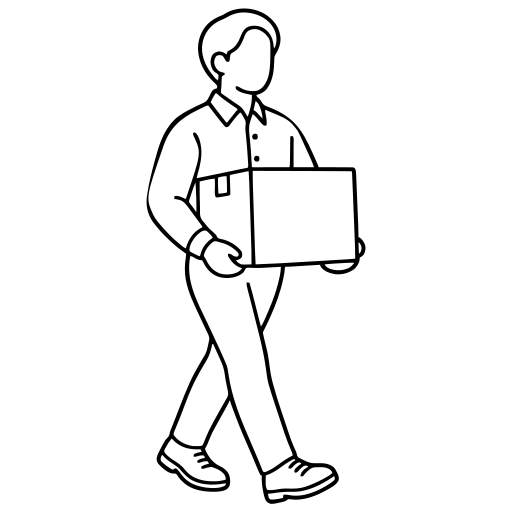 段ボール箱を運ぶ人のイラスト（シンプル）