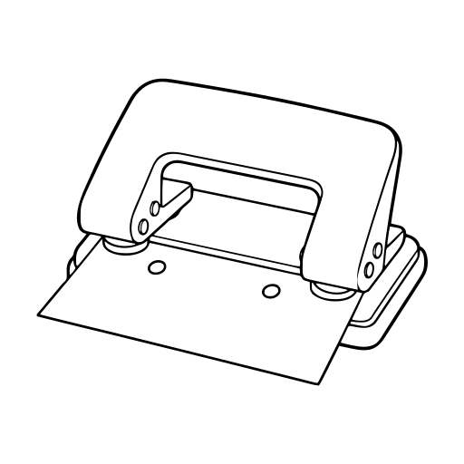 穴あけパンチのイラスト（線画）