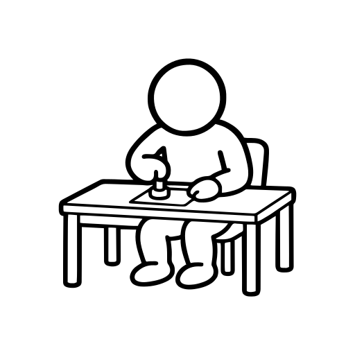 書類に押印するのイラスト（丸みのあるデフォルメ）