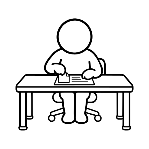 書類に付箋を貼るのイラスト（丸みのあるデフォルメ）