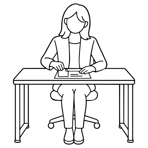 書類に付箋を貼るのイラスト（シンプル）