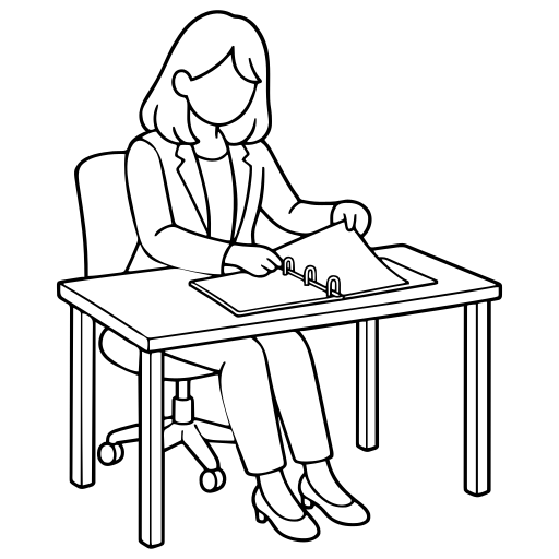書類をバインダーに綴じるのイラスト（シンプル）