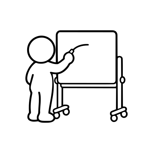 ホワイトボードに書くのイラスト（丸みのあるデフォルメ）