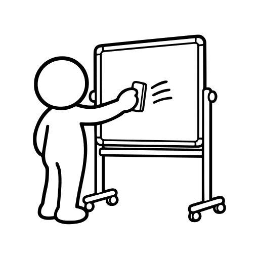 ホワイトボードを消すのイラスト（丸みのあるデフォルメ）
