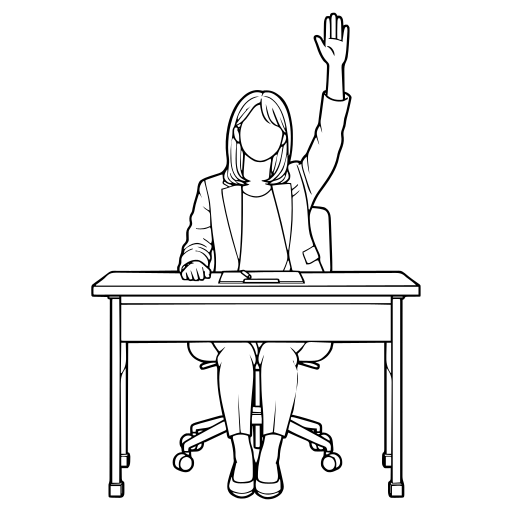 会議で挙手するのイラスト（線画）