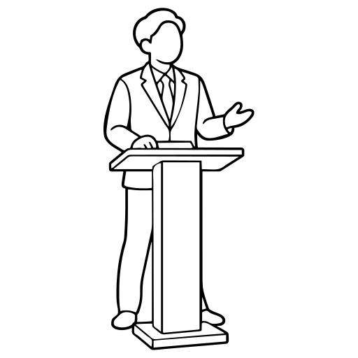 演台で話すのイラスト（シンプル）
